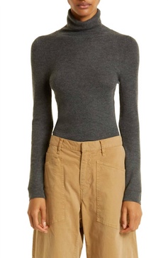 lynette turtleneck top in charcoal