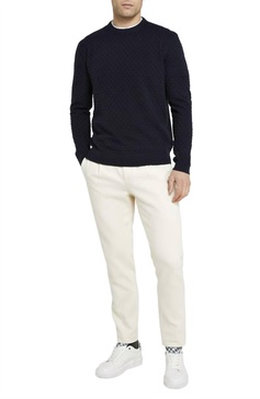 lentic raglan sleeve pullover sweater in navy