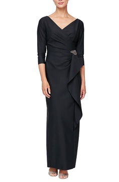 ruched column dress in charcoal