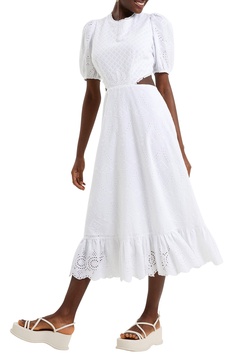 women's esse eyelet embroidered cutout cotton dress, summer white