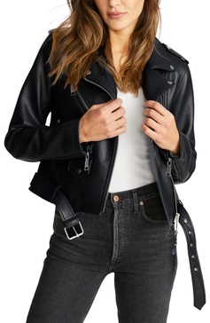 rebecca minkkoff women's vegan leather classic moto jacket