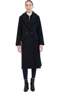 rebecca minkkoff women's db wool coat with hoodie