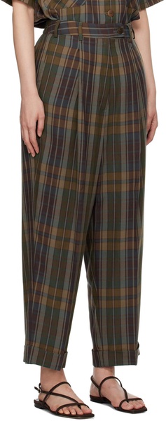 Brown Checkered Trousers