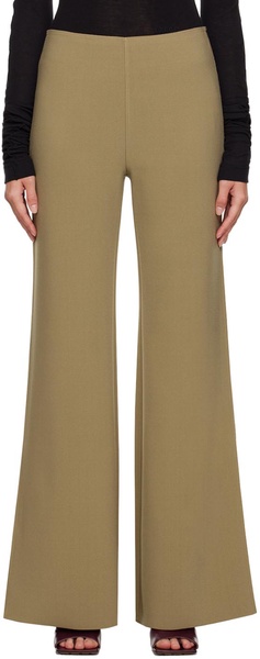 Khaki Wide Bootcut Trousers