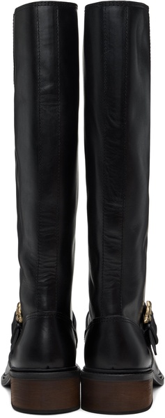 Black Motorcycle Tall Boots