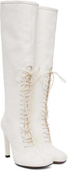 White Lace-Up Boots