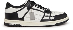 'Skel Top Low' White And Black Sneakers With Skeleton Patch In Leather Man