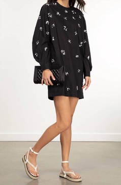 zug sequin cotton pop dress in black