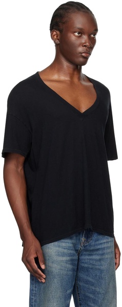 Black V-Neck Boxy Seamless T-Shirt