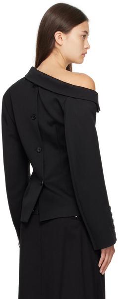 Black Asymmetric Collar Blazer