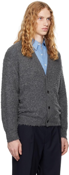 Gray Brushed Wool Cashmere Silk Cardigan