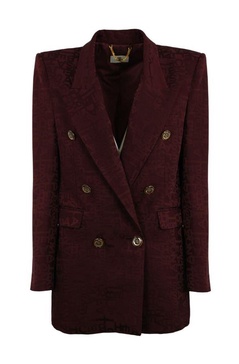 Elisabetta Franchi Monogram Jacquard Crepe Double-Breasted Jacket