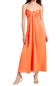 twist front slip dress in hot orange