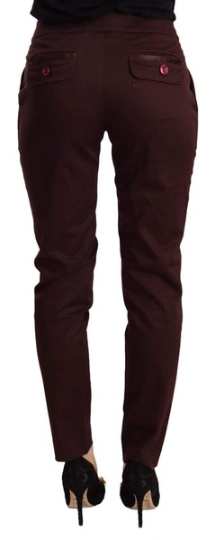 Just Cavalli Maroon Mid Waist Skinny  Trouser Pants