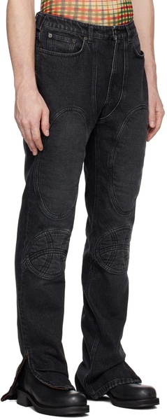 Black 'The Lace-Up Denim' Jeans