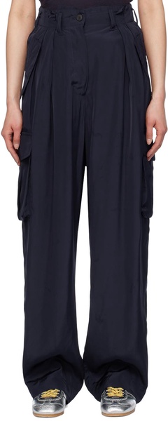 Navy Pleated Cargo Pants