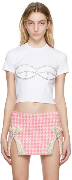 crystal-embellished cropped T-shirt