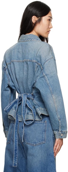 Blue Leela Belted Denim Jacket