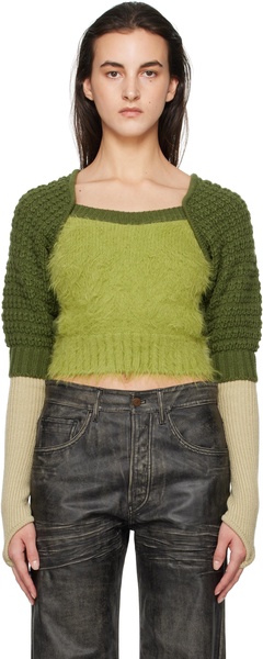 Green Furry Chunky Knit Sweater