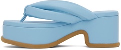 Blue Platform Thong Heeled Sandals