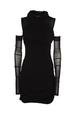 Philosophy Di Lorenzo Serafini Bardot Neck Draped Mesh Mini Dress