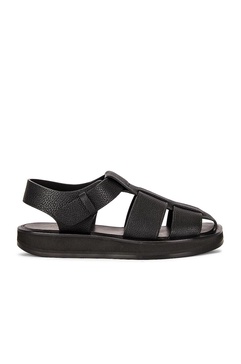 black Fisherman leather sandals