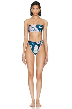 Flower Power High Leg Bandeau Bikini Set