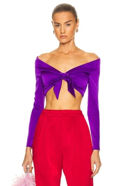 Ford Off Shoulder Bow Tie Crop Top