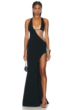 Asymmetrical Wrap Open Leg Gown