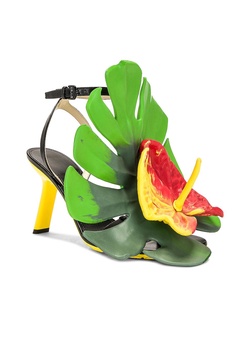 Petal Monstera leather heeled sandals