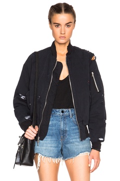 FWRD Exclusive Destroyed Twill Bomber Jacket