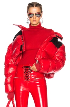 Shiny Nylon Cropped Down Jacket