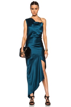 Double Silk Charmeuse One Shoulder Dress