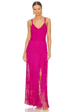 Strappy Ottoman Fringe Gown