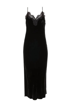 velvet long dress in black