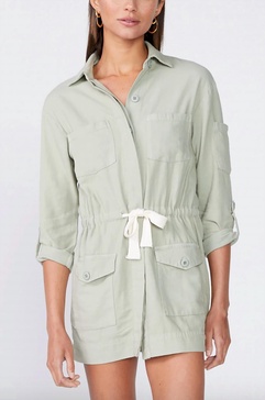 twill pocket dress in light olive