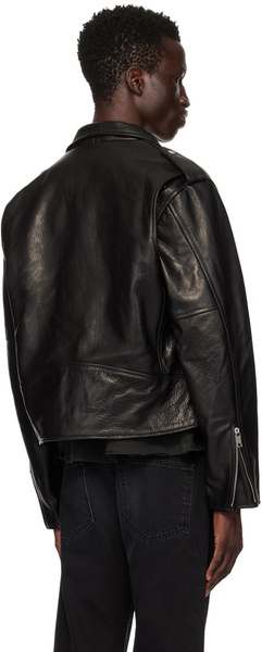 Black Rose Buckle Leather Jacket