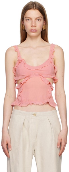 Pink Ruffled Tank Top