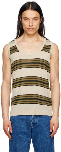 Beige Striped Tank Top