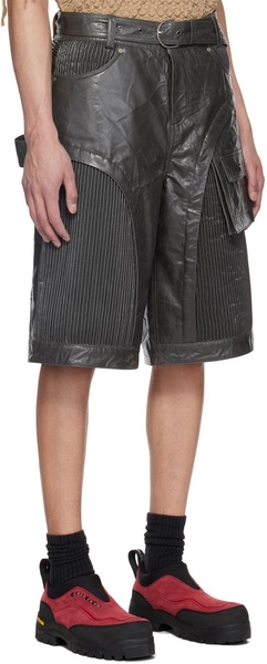 Gray Sunbird Faux-Leather Shorts