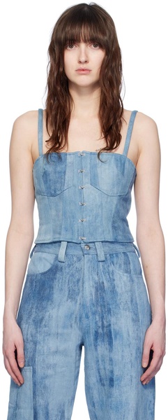 Blue Paneled Denim Camisole