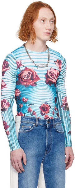 Blue & Red Floral Long Sleeve T-Shirt