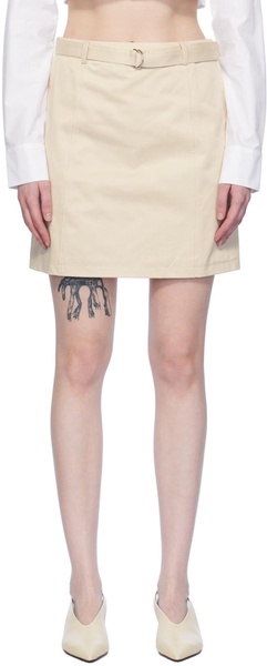 Beige Belted Miniskirt