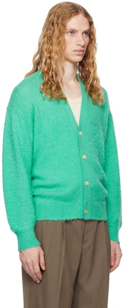 Green Brushed Wool Cashmere Silk Cardigan