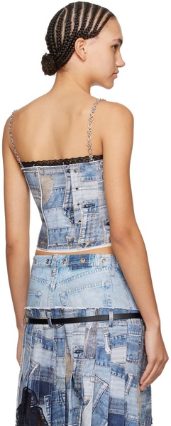 Blue Trompe L'œil Denim Tank Top