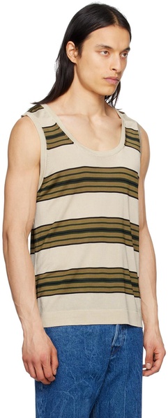 Beige Striped Tank Top