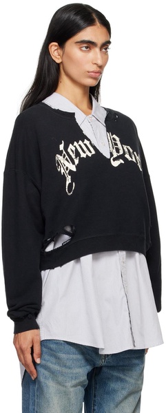 Black 'New York' Cropped Sweatshirt