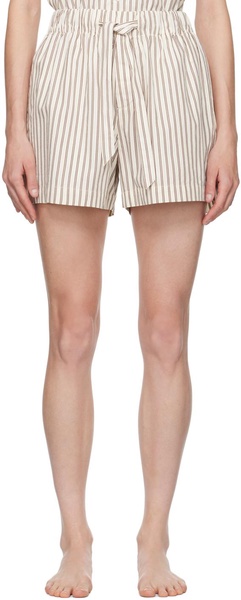 Off-White & Brown Drawstring Pyjama Shorts