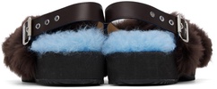 Blue & Black Furry Sandals