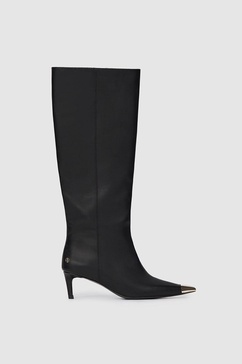 Tall Nina Boots With Metal Toe Cap - Black